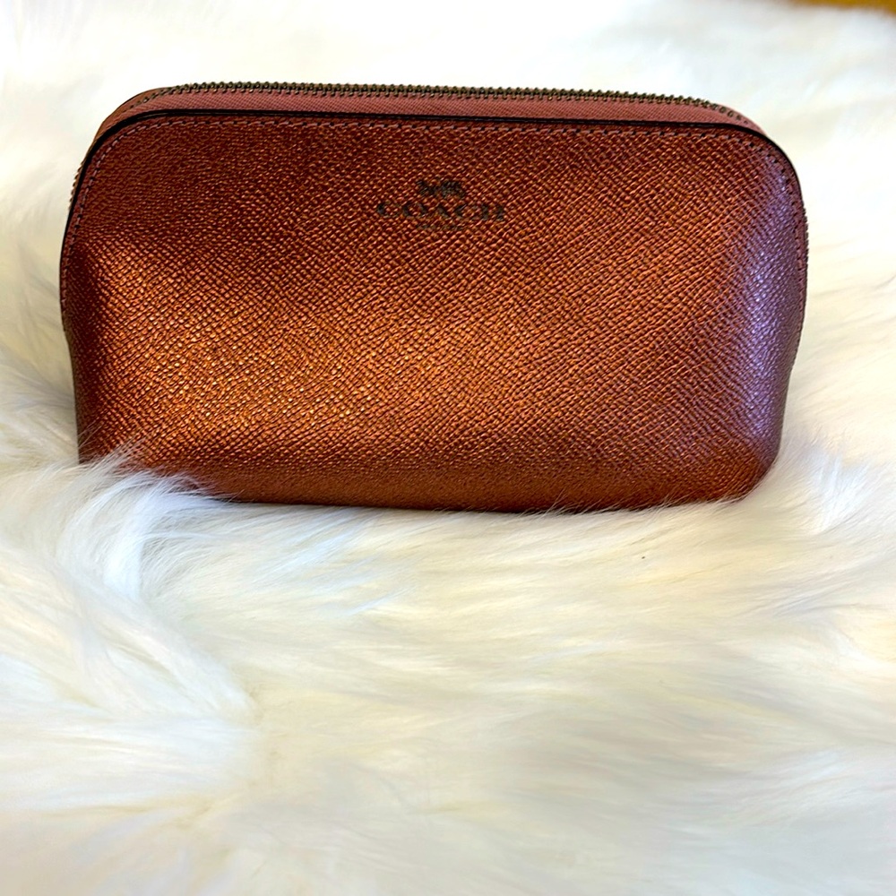 Coach cosmetic case pink metallic